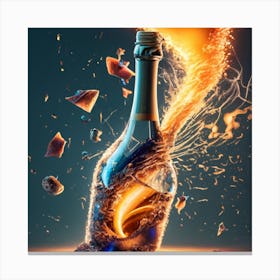 Champagne Bottle Exploding 2 Canvas Print