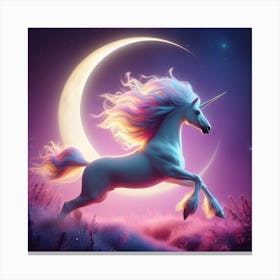 Unicorn In The Moonlight Canvas Print