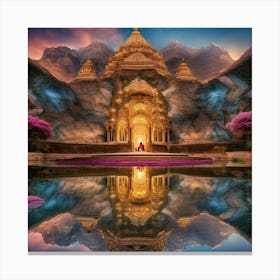 Reflection Of A Temple Canvas Print