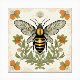 Bees And Flowers Canvas Print