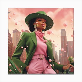 Woman In Pink 3 Canvas Print