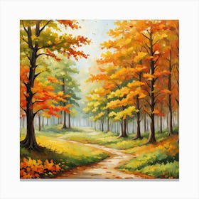 Forest In Autumn In Minimalist Style Square Composition 288 Canvas Print