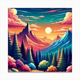 Colorful Mountain Landscape 1 Canvas Print