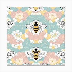Seamless Pattern With Bees Canvas Print