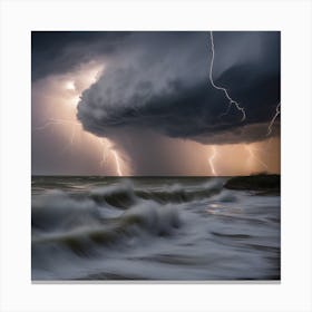 Lightning Over The Ocean 2 Canvas Print