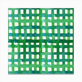 Watercolor Green Grid Canvas Print