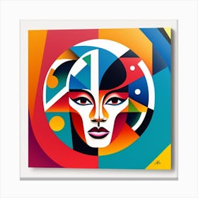 Retro Cubism Face 1 Canvas Print