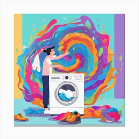 Colorful Washing Machine Canvas Print