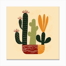 Rizwanakhan Simple Abstract Cactus Non Uniform Shapes Petrol 36 Canvas Print