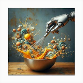 Robot Hand Mixing Eggs In A Bowl 1 Canvas Print