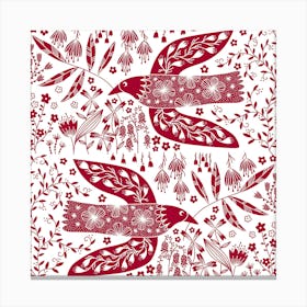 Red Peace Dove Birds Canvas Print