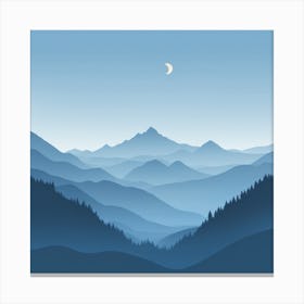 Misty mountains background in blue tone 69 Canvas Print