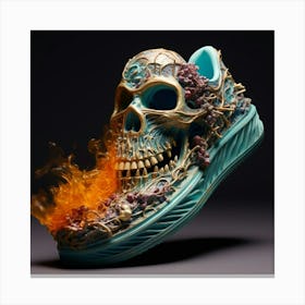 Skeleton On A Shoe Canvas Print