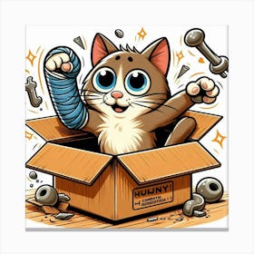 Funny Cat In A Box Canvas Print