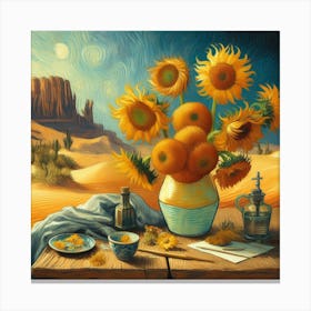 Van Gogh Painted A Sunflower Still Life In The Heart Of The Sahara Desert 3 Canvas Print