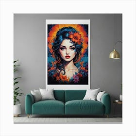 Woman With Flowers In Her Hair Canvas Print