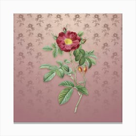 Vintage Red Portland Rose Botanical on Dusty Pink Pattern n.2273 Canvas Print