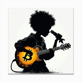 Bitcoin Girl Playing Guitar Canvas Print