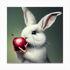 Rabbit Eating Apple Canvas Print