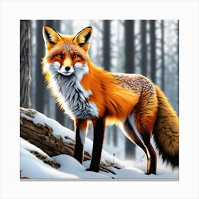 Fox In The Snow 20 Canvas Print