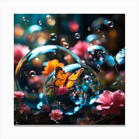 Butterflies In Bubbles Canvas Print