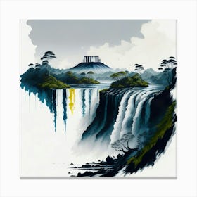 Colored Falls Ink Painting (133) Canvas Print