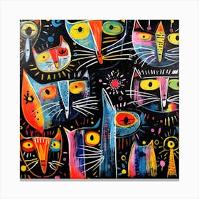 Cats In The Night Canvas Print