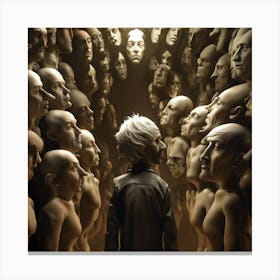Man In A Crowd Of Heads Canvas Print