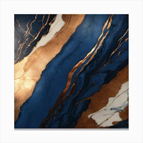 Luxury Abstract Dark Blue And Gold Marble Canvas Print