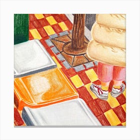 An Orange Chair Square Canvas Print