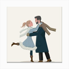 Happy Couple In Winter Canvas Print