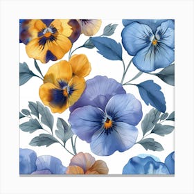 Pansies Seamless Pattern 2 Canvas Print