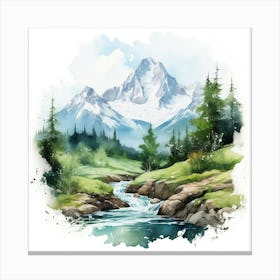 Watercolor Landscape Painting Canvas Print