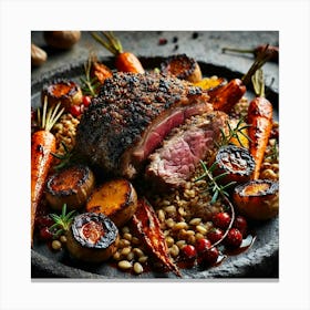 A Close Up Of The Signature Dish Stone Roasted Ma Canvas Print