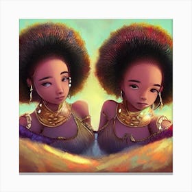 Two Afro Girls Canvas Print