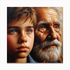 Old Man And Young Boy Canvas Print