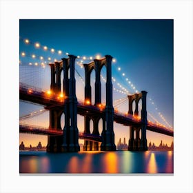 Brooklyn Bridge At Night Canvas Print