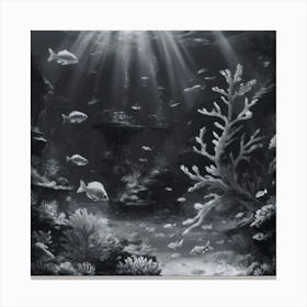 Black And White Underwater Painting Canvas Print