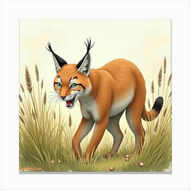 Bobcat Hunting In Tall Grass Canvas Print