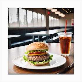 Burger And Drink Canvas Print