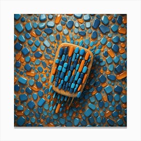 Blue And Orange Mosaic Canvas Print