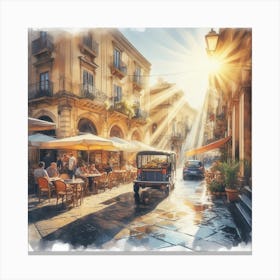 Street Scene In Sicily Canvas Print