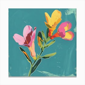 Freesia 2 Square Flower Illustration Canvas Print
