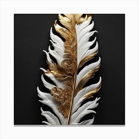 Gold And White Feather Canvas Print