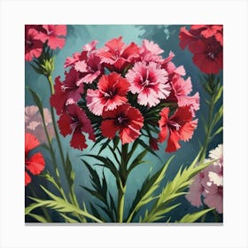 Sweet William Floral Botanical Vintage Poster Flower Art Print 1 Canvas Print