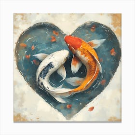 Koi Fish In Heart 10 Canvas Print