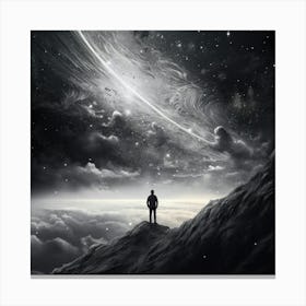 Man Standing On Top Of A Mountain 1 Canvas Print
