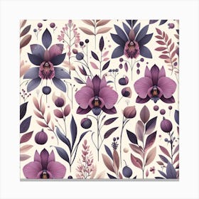 Scandinavian style,Pattern with amethyst Orchid flowers Canvas Print