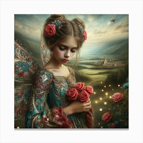 Fairy With Roses Canvas Print