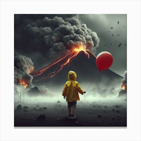 Child In Front Of A Volcano Canvas Print